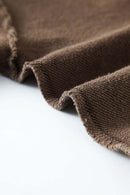 Distressed Washed Crop Long-Sleeve Tee - Coffee