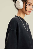Distressed Washed Crop Long-Sleeve Tee - Fried Snowflakes
