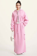 Cropped Fleece Zip Hoodie - Rose Pink