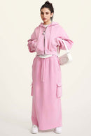Cropped Fleece Zip Hoodie - Rose Pink