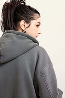 Cropped Fleece Zip Hoodie - Dark Gray