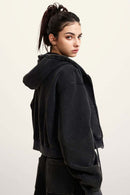 Cropped Fleece Zip Hoodie - Fried Snowflakes