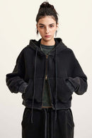 Cropped Fleece Zip Hoodie - Fried Snowflakes