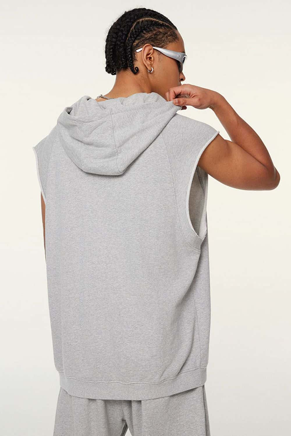 Vintage Cotton Washed Sleeveless Hoodie