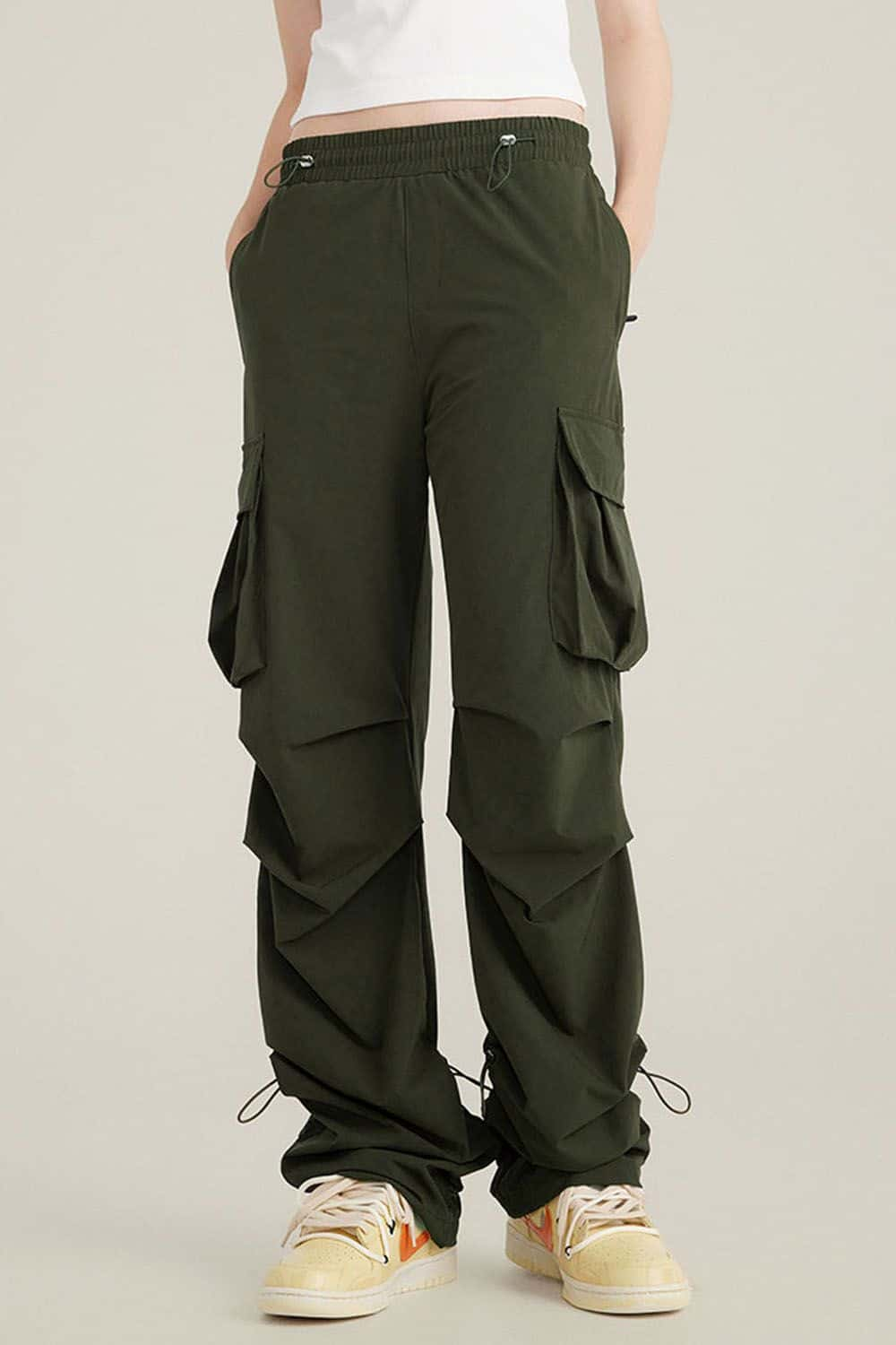 Quick-Dry Utility Straight-Leg Parachute Pants