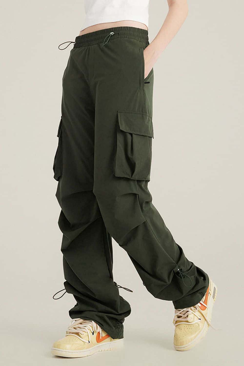 Quick-Dry Utility Straight-Leg Parachute Pants