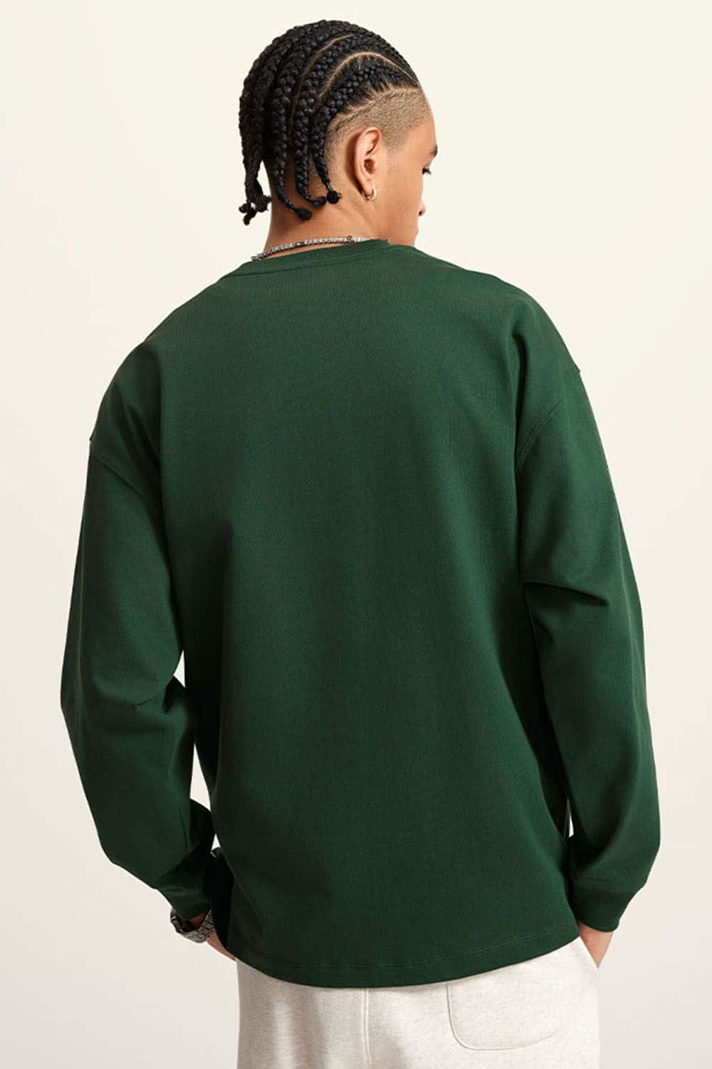 Heavyweight Long-Sleeve Solid Color Pure Cotton Oversized T-Shirt