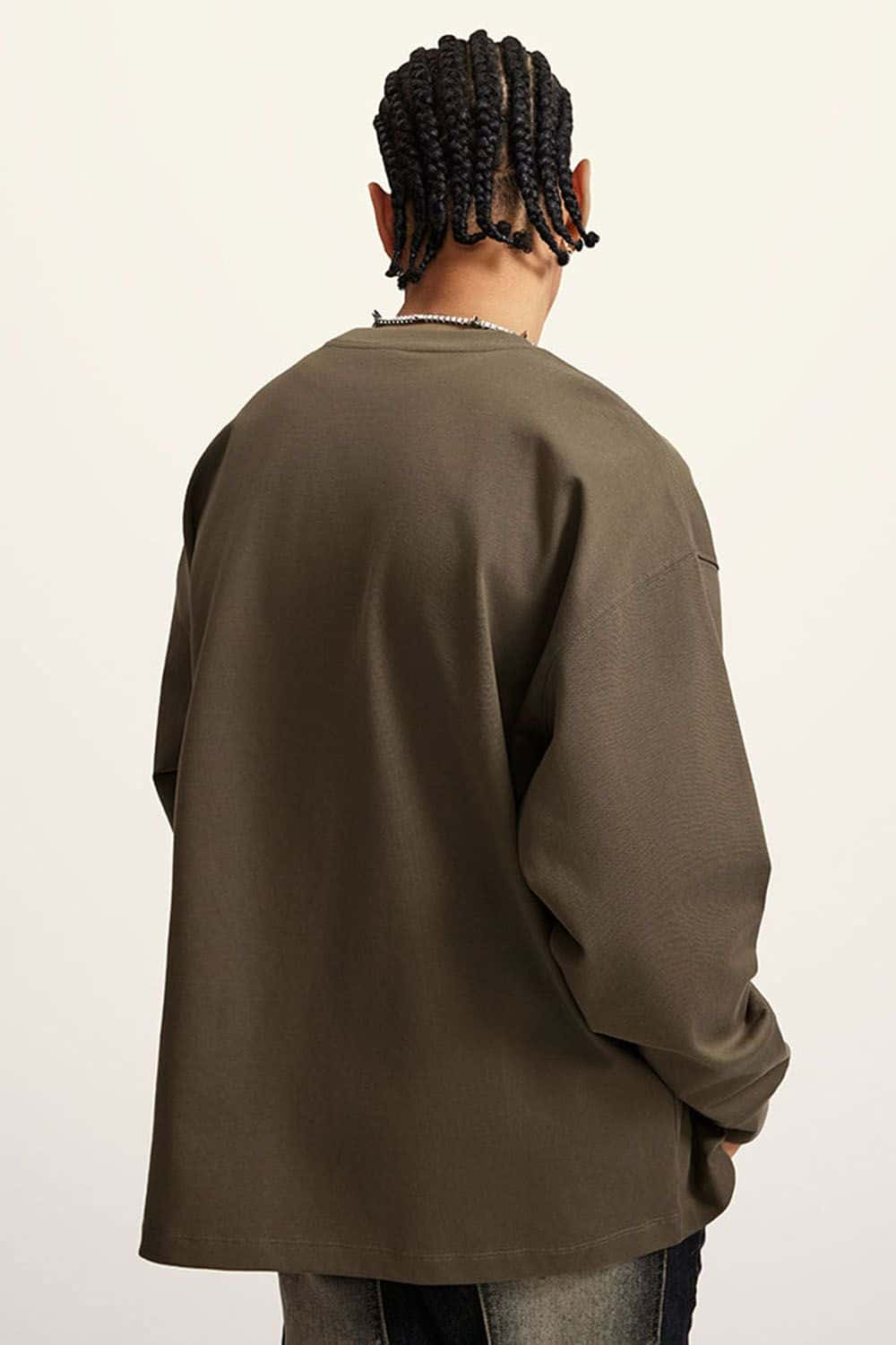 Heavyweight Long-Sleeve Solid Color Pure Cotton Oversized T-Shirt