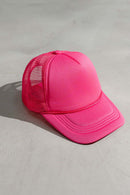 Rope-Trim Panelled Mesh Trucker Cap with Top Button in Rose Pink - product detail view