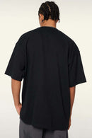 Vintage-Wash Heavyweight Cotton Oversized Crew-Neck T-Shirt in Black - back product view