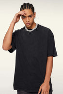 Vintage-Wash Heavyweight Cotton Oversized Crew-Neck T-Shirt in Fried Snowflakes - full-length front modeled view