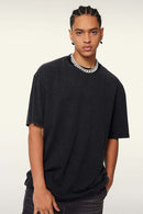 Vintage-Wash Heavyweight Cotton Oversized Crew-Neck T-Shirt in Fried Snowflakes - front modeled view