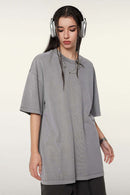 Vintage-Wash Heavyweight Cotton Oversized Crew-Neck T-Shirt in Medium Gray - front modeled view