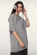 Vintage-Wash Heavyweight Cotton Oversized Crew-Neck T-Shirt in Medium Gray - front product view