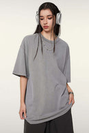 Vintage-Wash Heavyweight Cotton Oversized Crew-Neck T-Shirt in Medium Gray - front product view