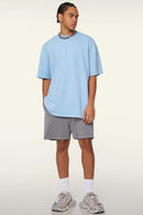 Vintage-Wash Heavyweight Cotton Oversized Crew-Neck T-Shirt in Sky Blue - front product view