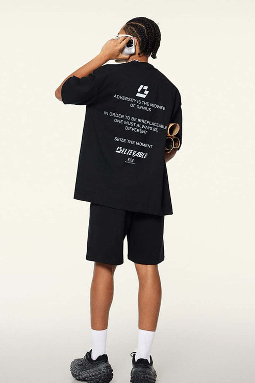 Breathable Graphic Tee - Metallic Black
