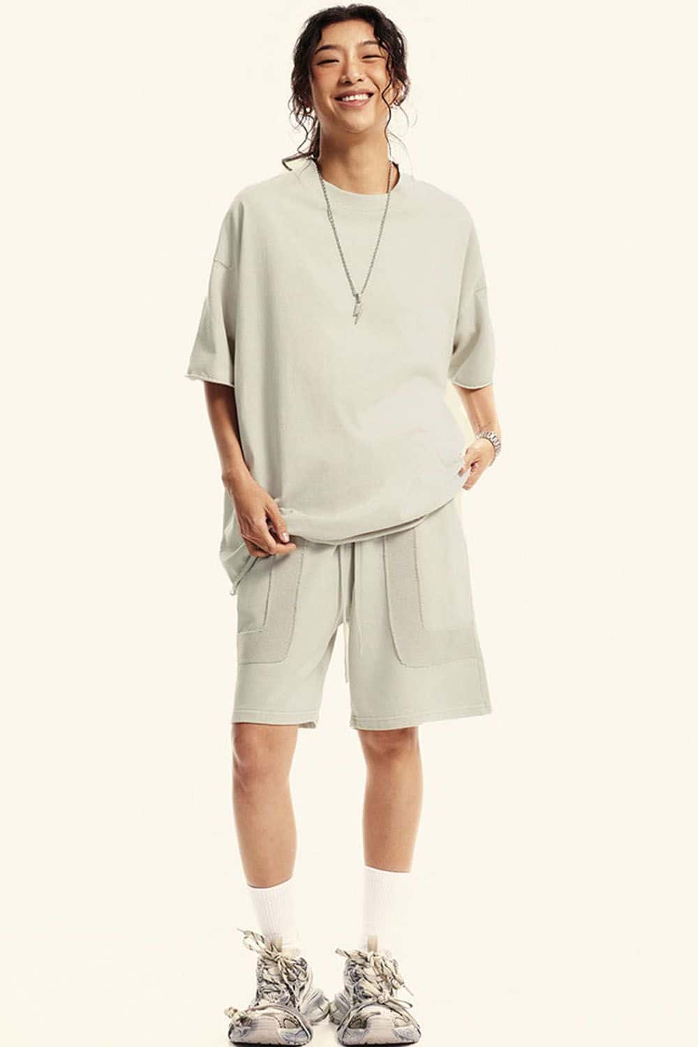 310g Heavyweight Washed Short-Sleeve T-Shirt with Raw Edges