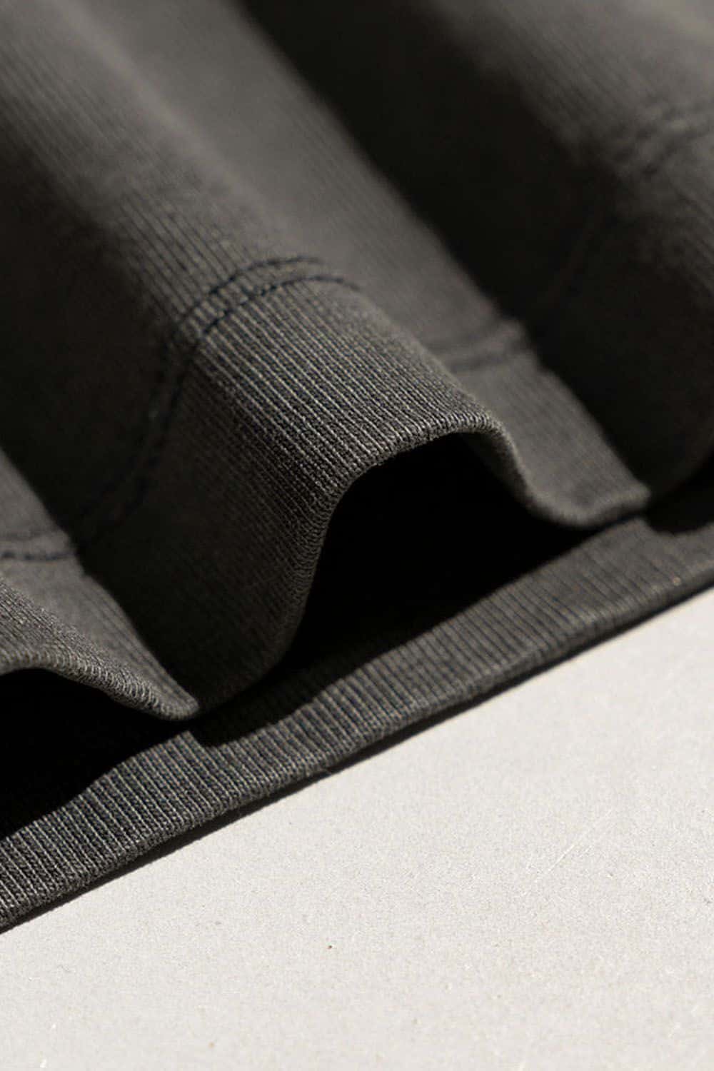 Breathable Washed Palm Graphic T-Shirt in Dark Gray - hem detail