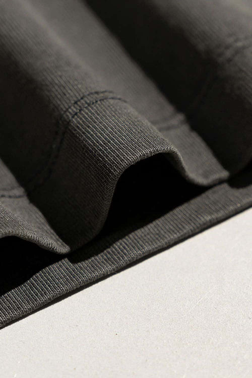 Breathable Washed Palm Graphic T-Shirt in Dark Gray - hem detail