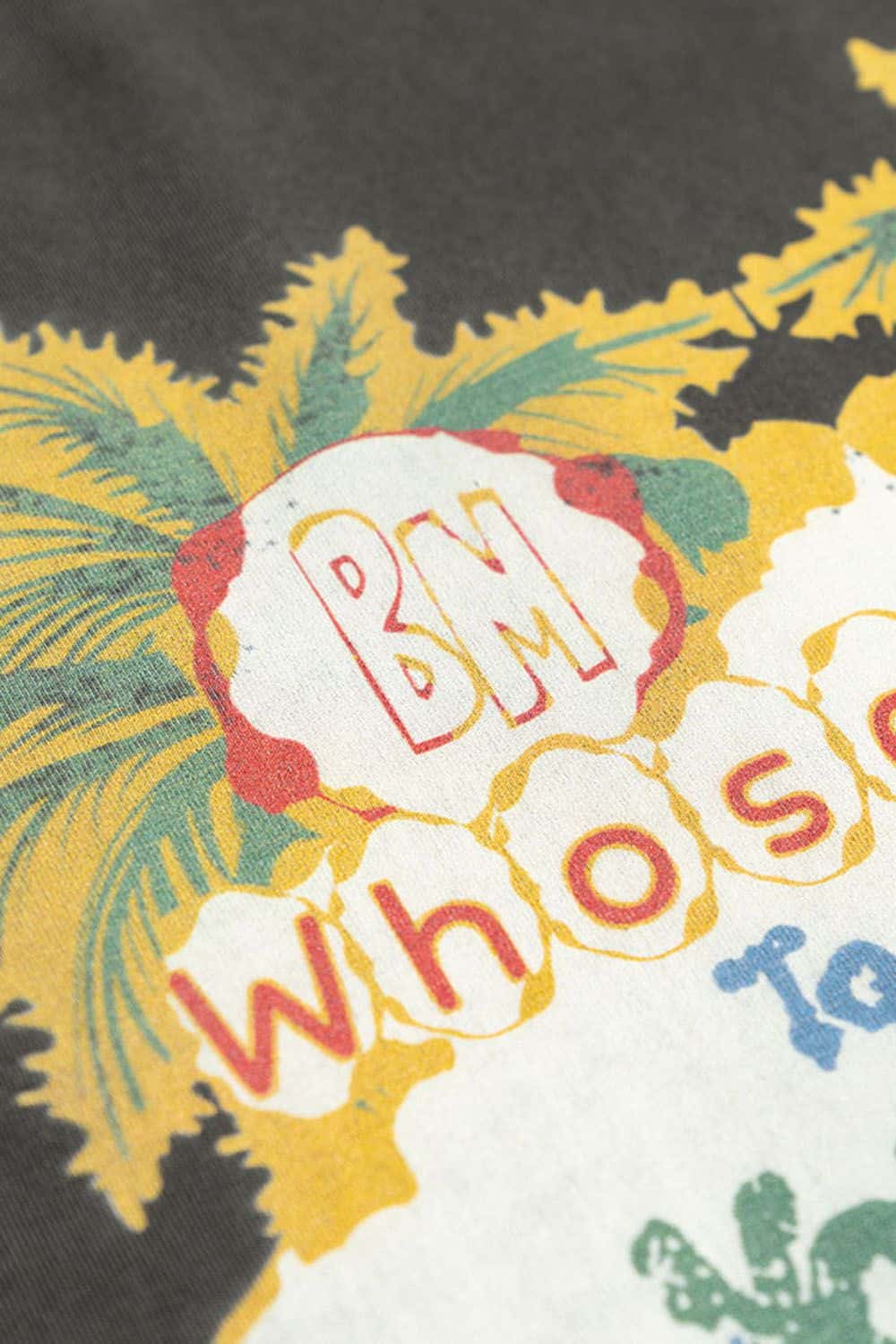 Breathable Washed Palm Graphic T-Shirt in Dark Gray - product detail close-up
