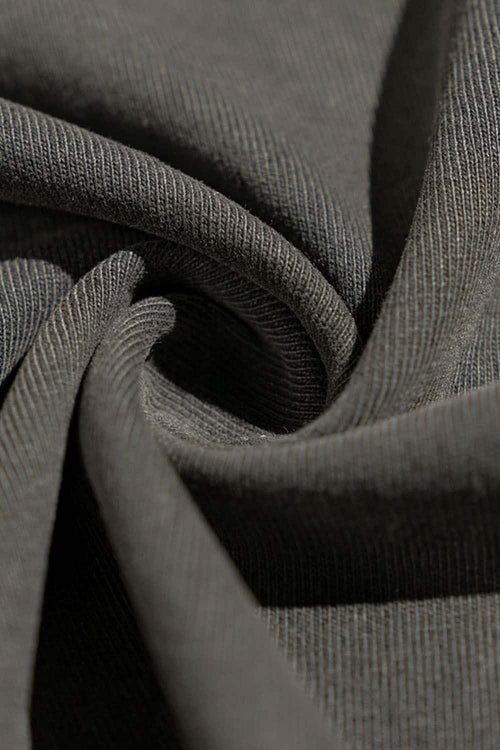 Breathable Washed Palm Graphic T-Shirt in Dark Gray - fabric texture close-up