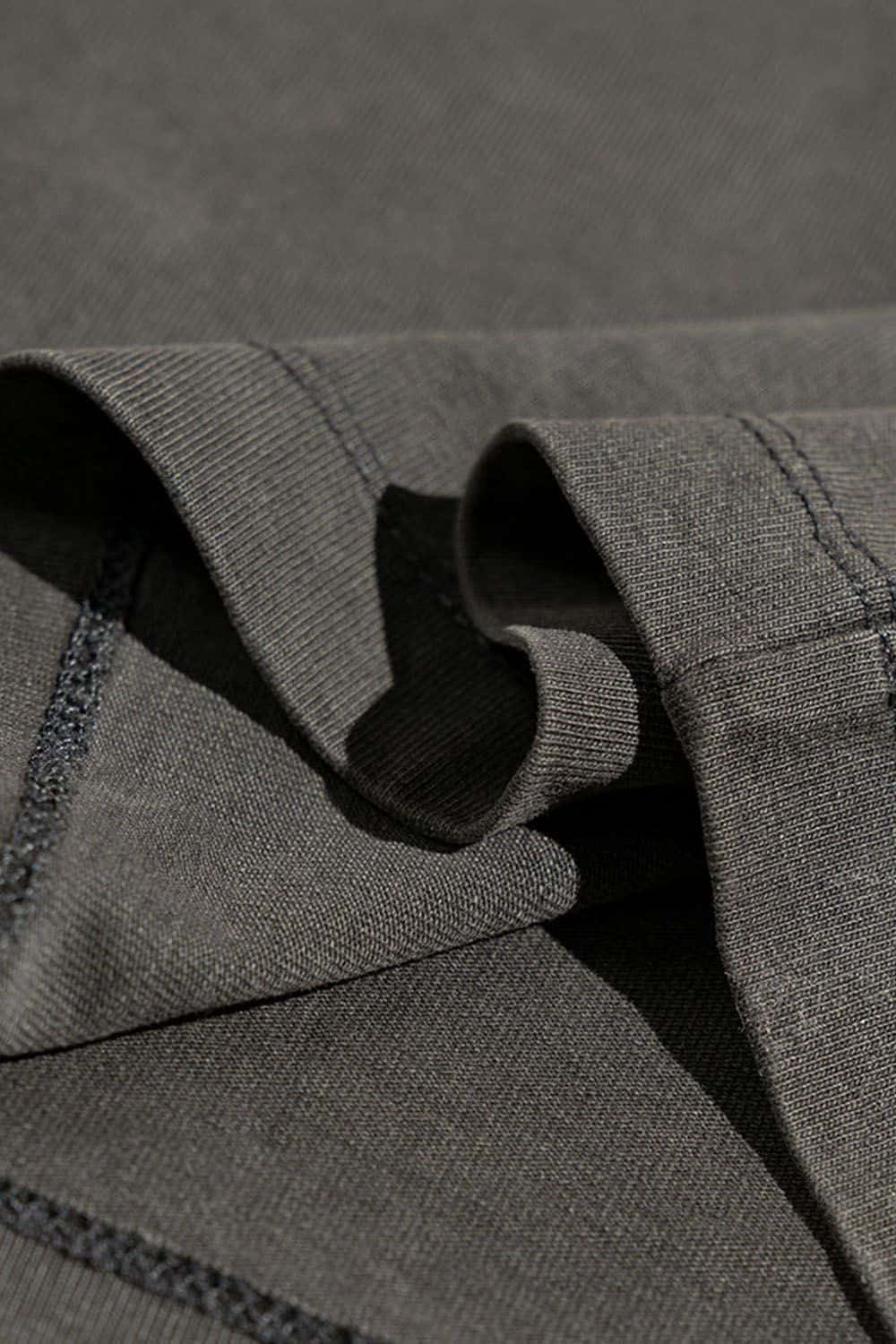 Breathable Washed Palm Graphic T-Shirt in Dark Gray - collar detail