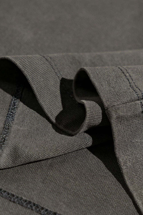 Breathable Washed Palm Graphic T-Shirt in Dark Gray - collar detail