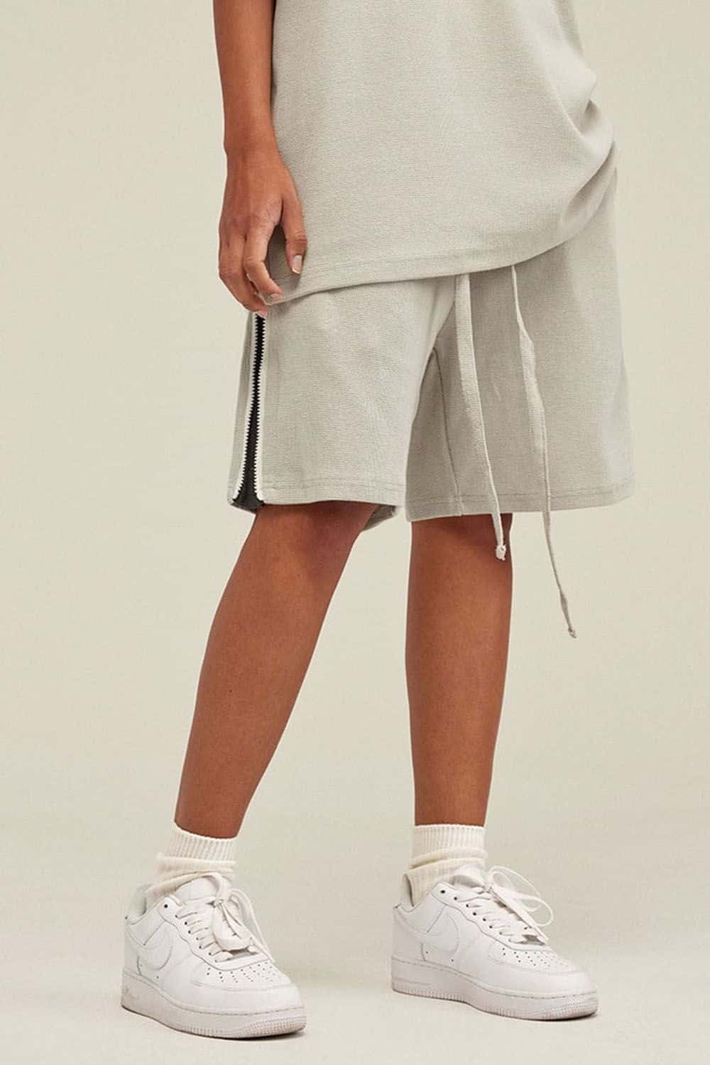 Textured 360G Waffle Grid Shorts with Contrast Zipper