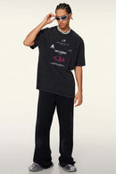 Breathable Double-Sided Graphic Cotton T-Shirt in Fried Snowflakes - full-length front modeled view