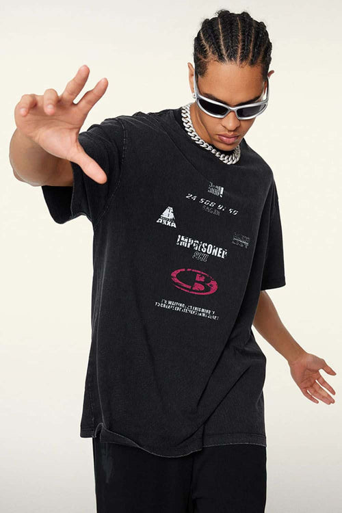 Breathable Double-Sided Graphic Cotton T-Shirt in Fried Snowflakes - three-quarter front modeled view