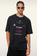 Breathable Double-Sided Graphic Cotton T-Shirt in Fried Snowflakes - product detail close-up