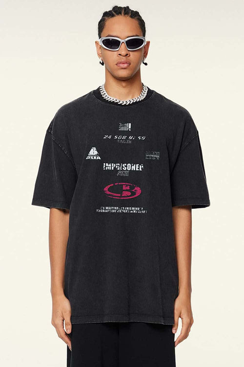 Breathable Double-Sided Graphic Cotton T-Shirt in Fried Snowflakes - product detail close-up
