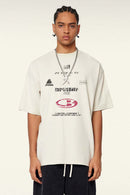 Breathable Double-Sided Graphic Cotton T-Shirt in Gray Apricot - product detail close-up