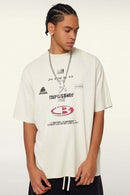 Breathable Double-Sided Graphic Cotton T-Shirt in Gray Apricot - product detail close-up