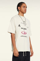 Breathable Double-Sided Graphic Cotton T-Shirt in Gray Apricot - front product view