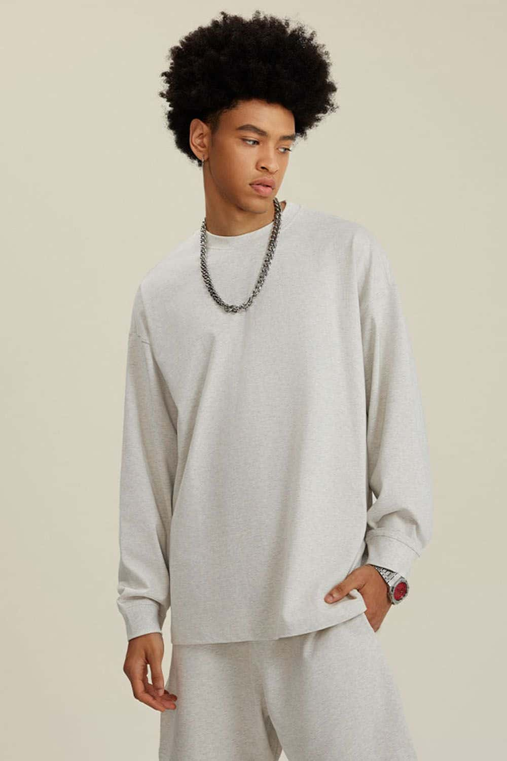 Pure Cotton Loose Long-Sleeve T-Shirt