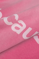 Washed Typographic Graphic Cotton Long-Sleeve T-Shirt in Rose Red - graphic detail