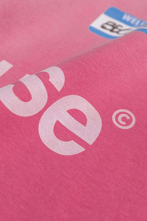 Washed Typographic Graphic Cotton Long-Sleeve T-Shirt in Rose Red - graphic detail