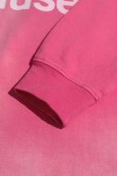 Washed Typographic Graphic Cotton Long-Sleeve T-Shirt in Rose Red - cuff detail