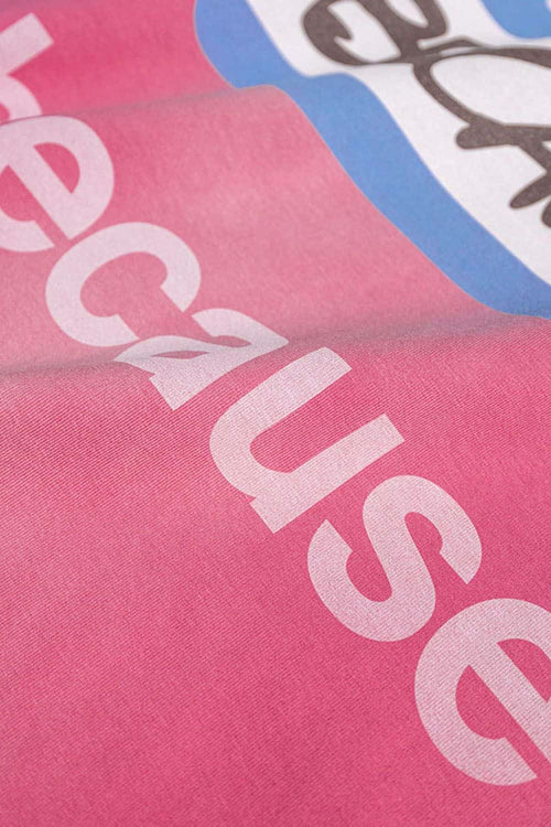 Washed Typographic Graphic Cotton Long-Sleeve T-Shirt in Rose Red - graphic detail
