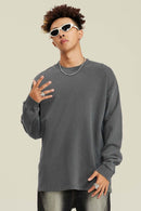 Heavyweight Washed Split-Hem Sweatshirt - Dark Gray