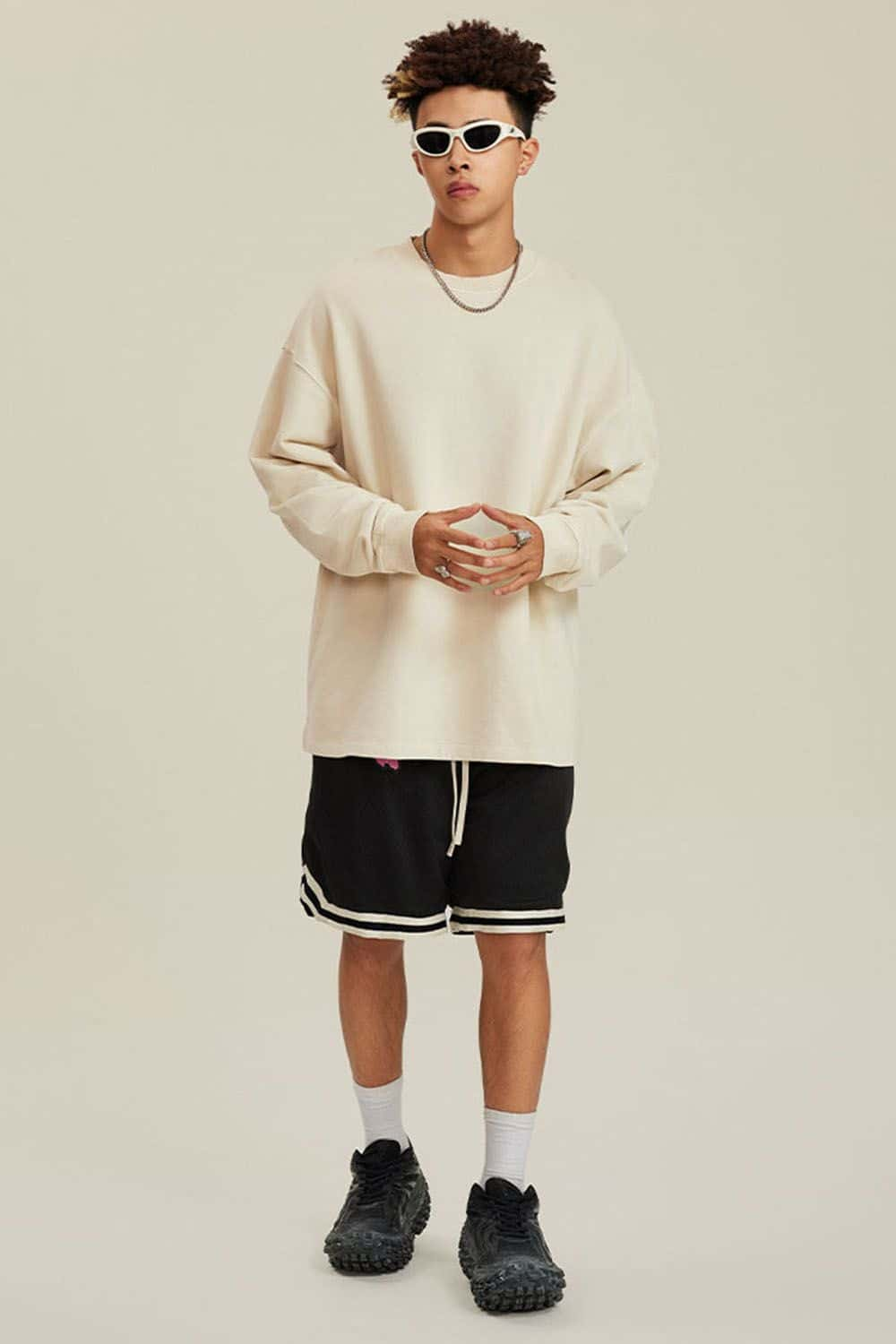 460G Heavyweight Washed Long-Sleeve T-Shirt with Split Hem