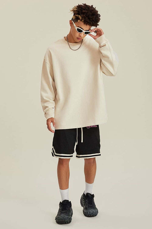 Heavyweight Washed Split-Hem Sweatshirt - Gray Apricot