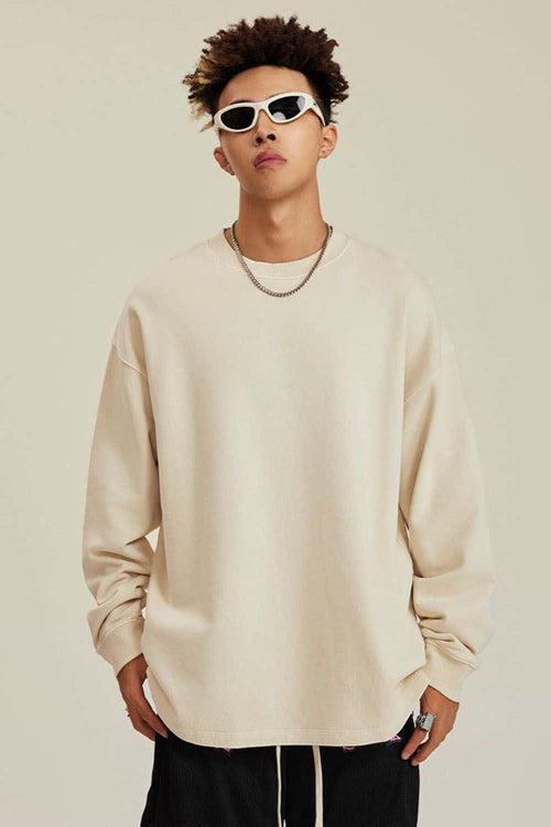 Heavyweight Washed Split-Hem Sweatshirt - Gray Apricot