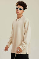 Heavyweight Washed Split-Hem Sweatshirt - Gray Apricot