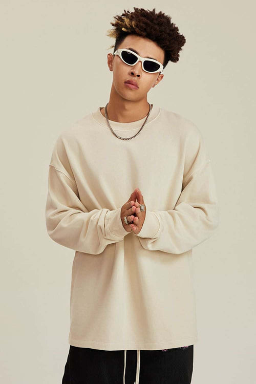 Heavyweight Washed Split-Hem Sweatshirt - Gray Apricot