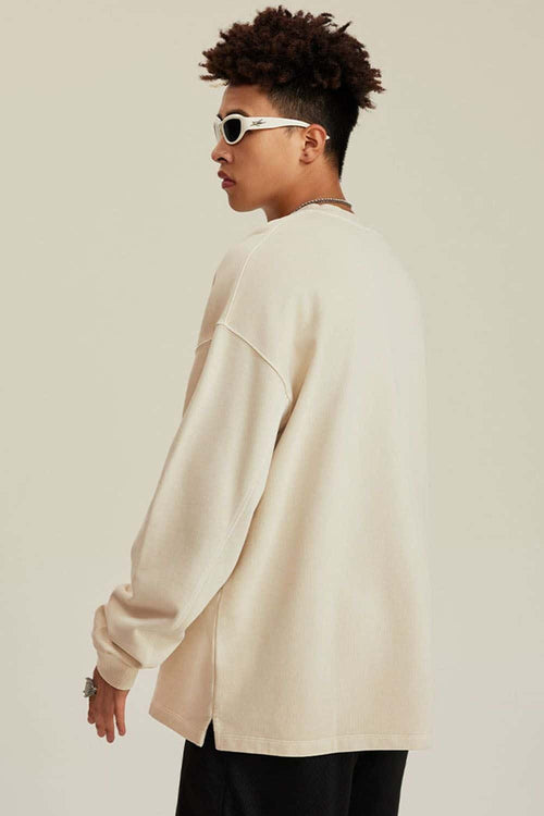 Heavyweight Washed Split-Hem Sweatshirt - Gray Apricot