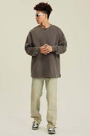 Heavyweight Washed Split-Hem Sweatshirt - Coffee