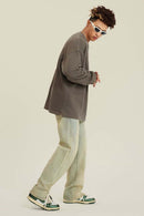 Heavyweight Washed Split-Hem Sweatshirt - Coffee